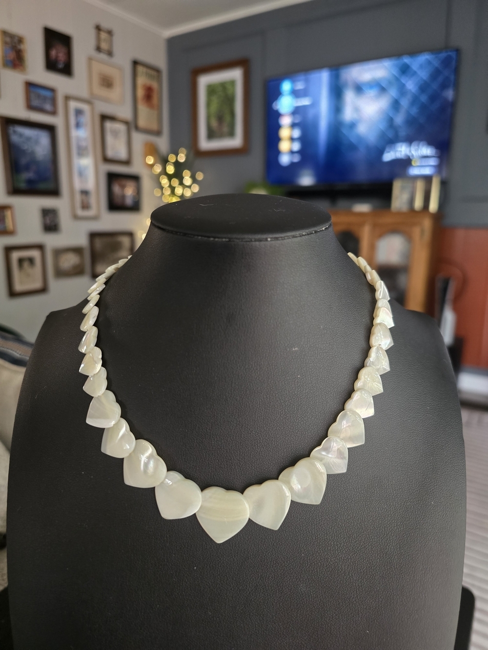 Miriam Haskell Mother-of-Pearl Heart Necklace - White